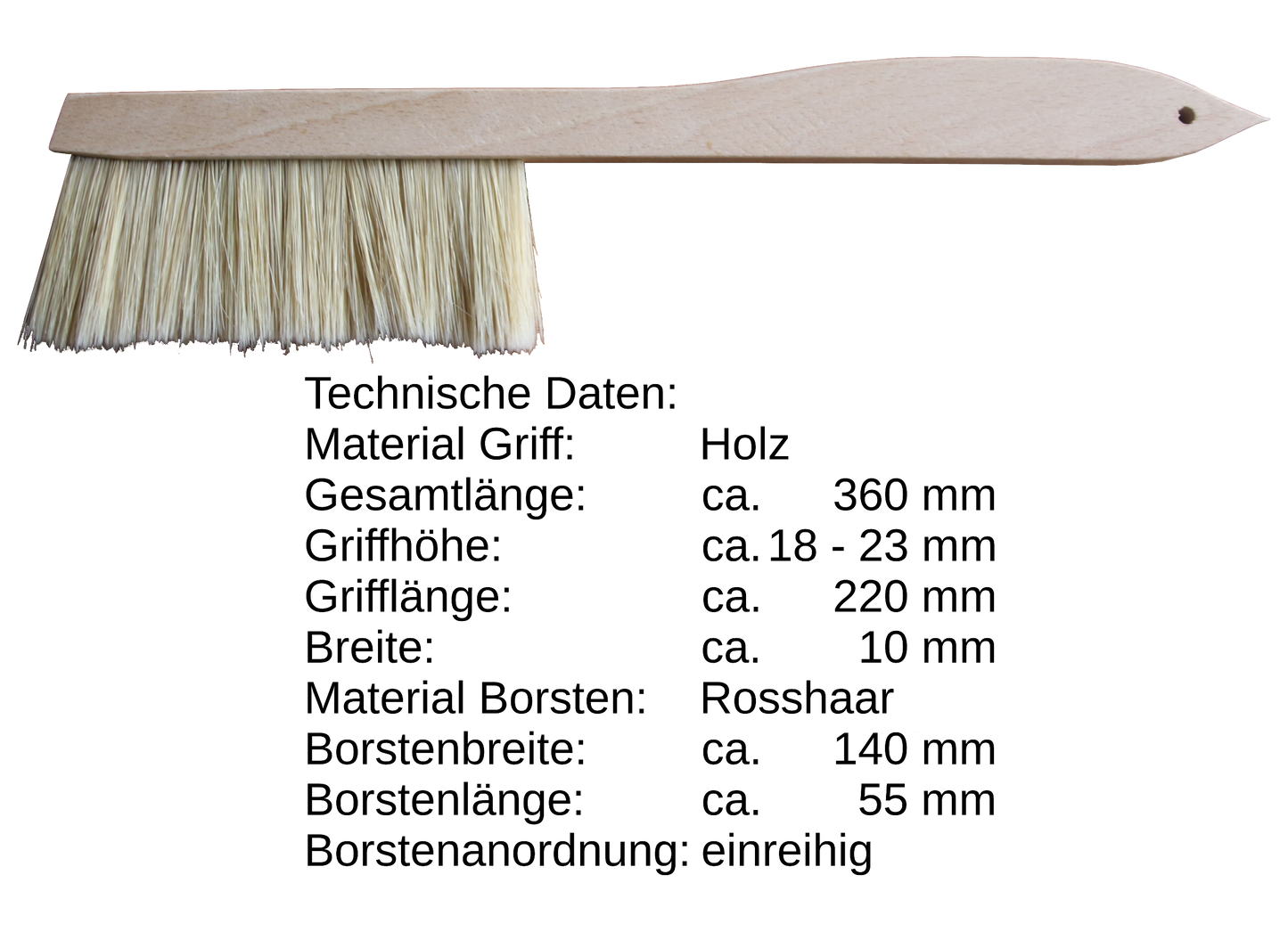 Imkerbesen Holzgriff helles Rosshaar Länge ca. 36 cm Version 2