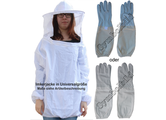 Imkerjacke mit abnehmbaren Schleier in Universalgröße und Imkerhandschuhe im Set