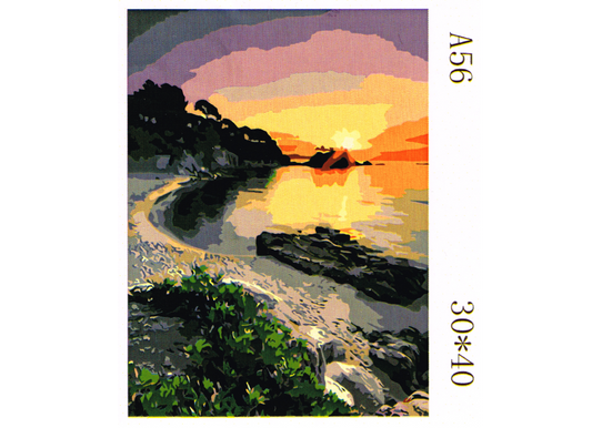 Meeresbucht im Sonnenuntergang Malen nach Zahlen 18 Acrylfarben 298x398 mm A56