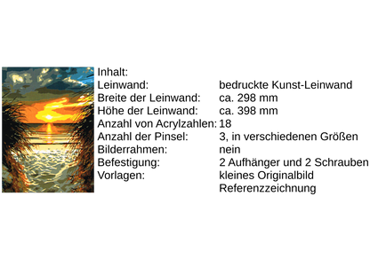 Dünen im Sonnenuntergang Malen nach Zahlen 18 Acrylfarben 298x398 mm A57