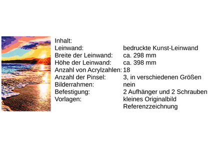 Sandstrand im Sonnenuntergang Malen nach Zahlen 18 Acrylfarben 298x398 mm A58