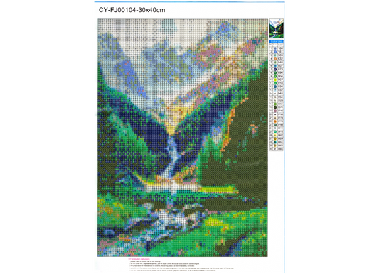 Wasserfall im Gebirgstal Diamond Painting 30 Farben 300 x 400 mm  CY-FJ00104