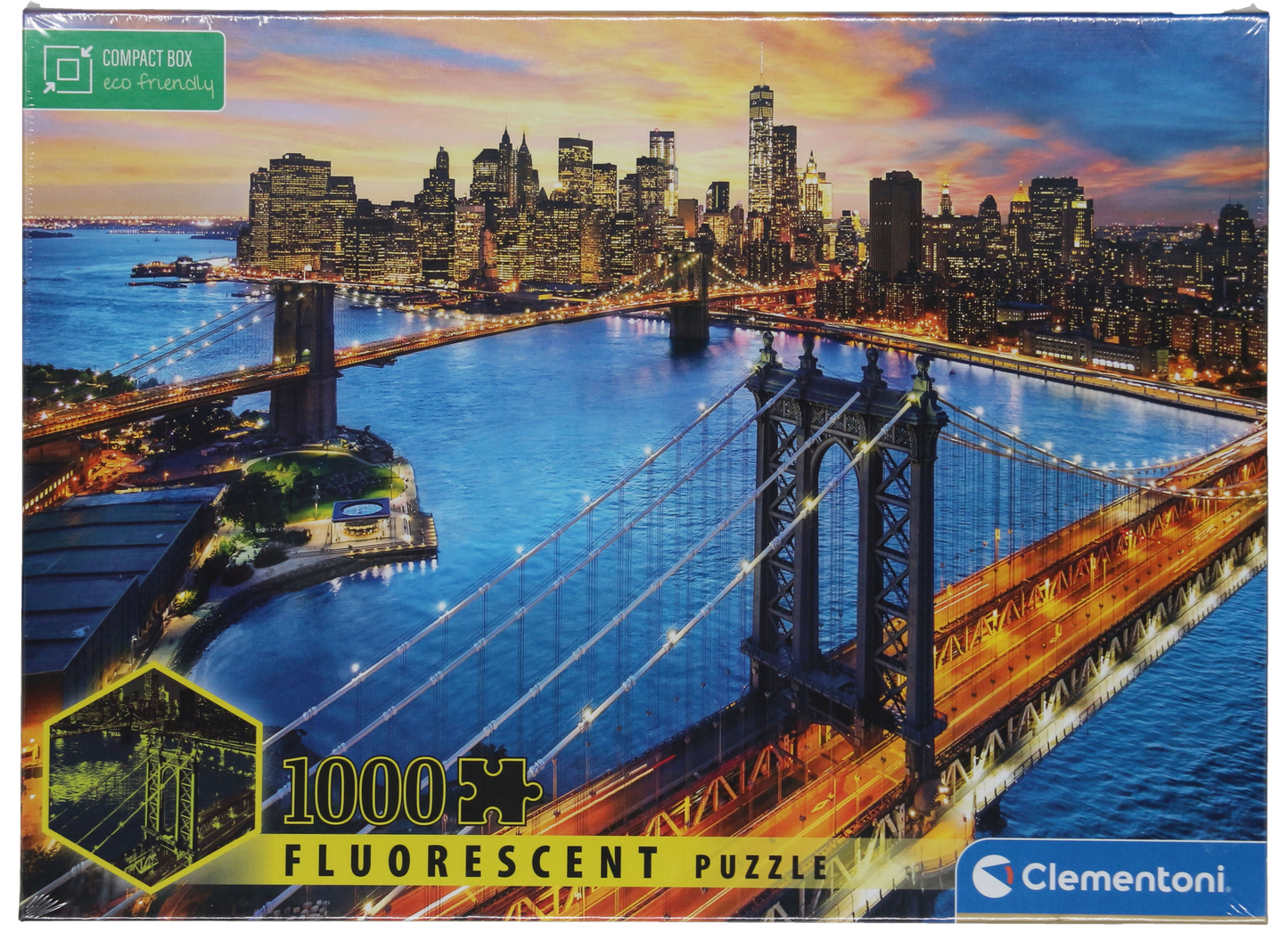 Skyline von New York Manhattan Clementoni Fluorescent Puzzle 1000 Teile 69x50 cm