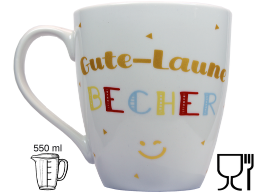 Jumbo Tasse XXL 550 ml mit Schriftzug "Gute-Laune Becher"