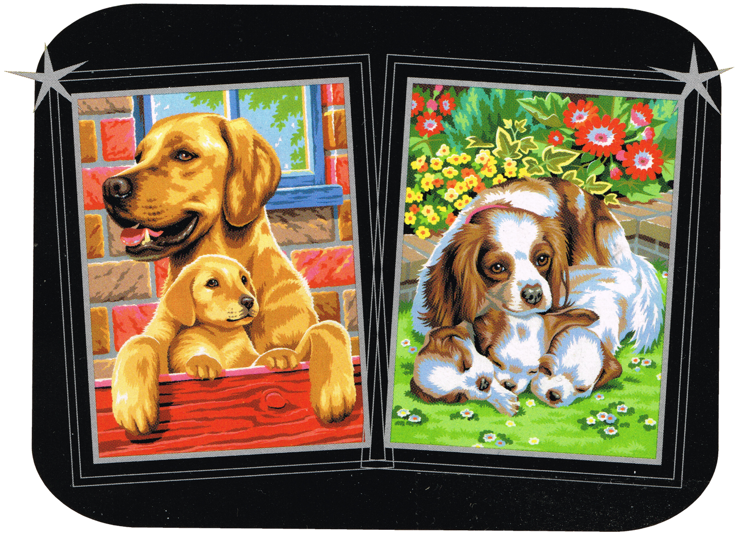 Hunde mit Welpen 2er-Set Sequin Art 0214 Malen nach Zahlen ab 8 Jahre 224x303 mm