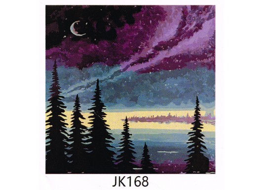 Nachtbild mit Wald Malen nach Zahlen 22 Acrylfarben 30x40 cm JK168