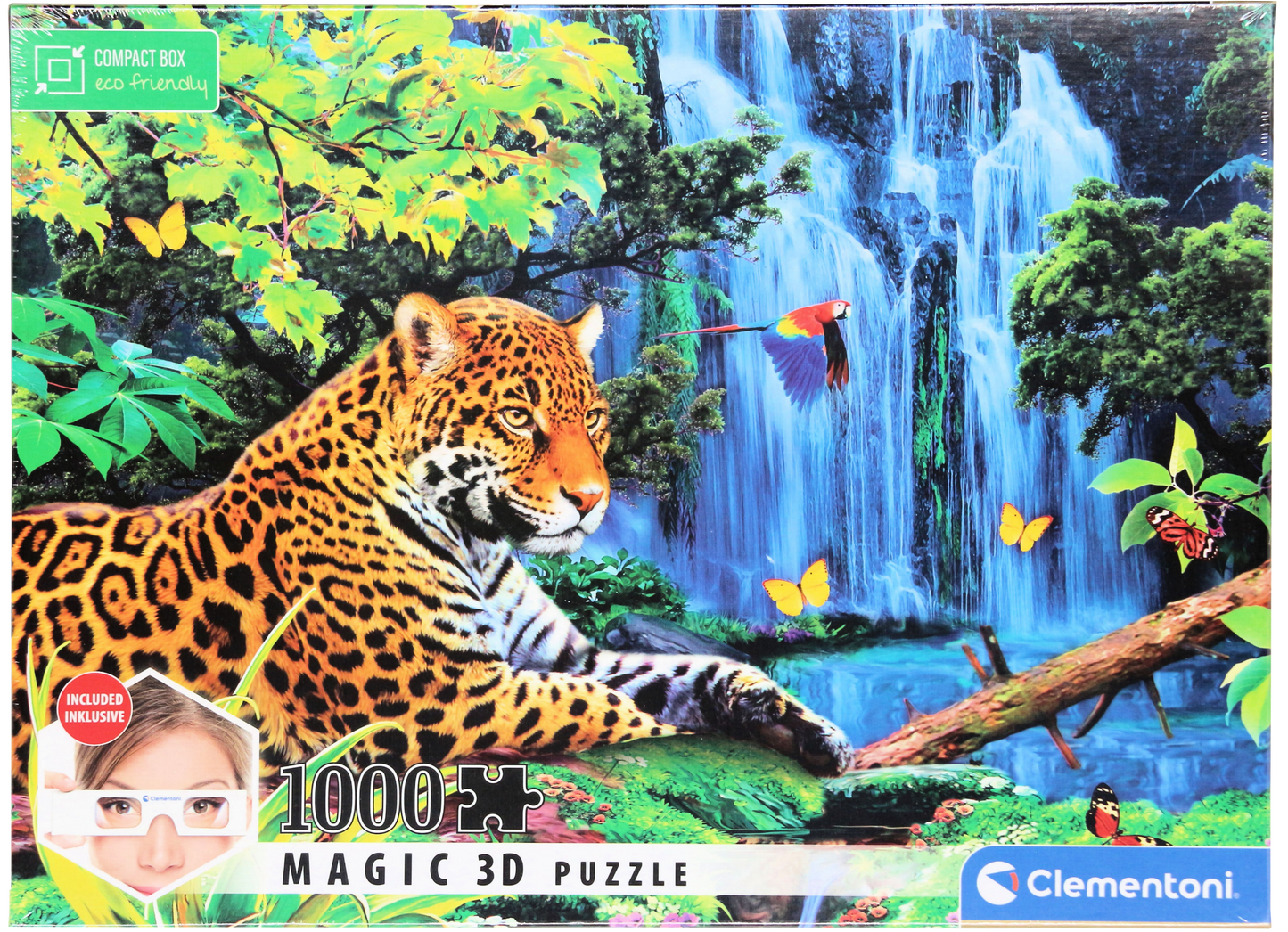 Jaguar Jungle Clementoni Magic 3D Puzzle 1000 Teile inkl. 3D-Brille 69 x 50 cm 98346