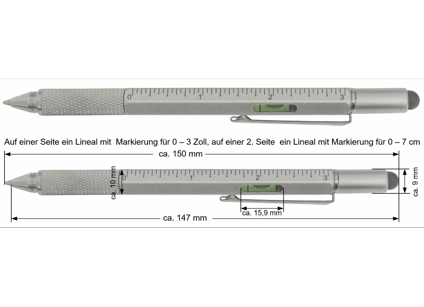 Balvi Multifunktionsstift The Architect Aluminium silber 5 in 1