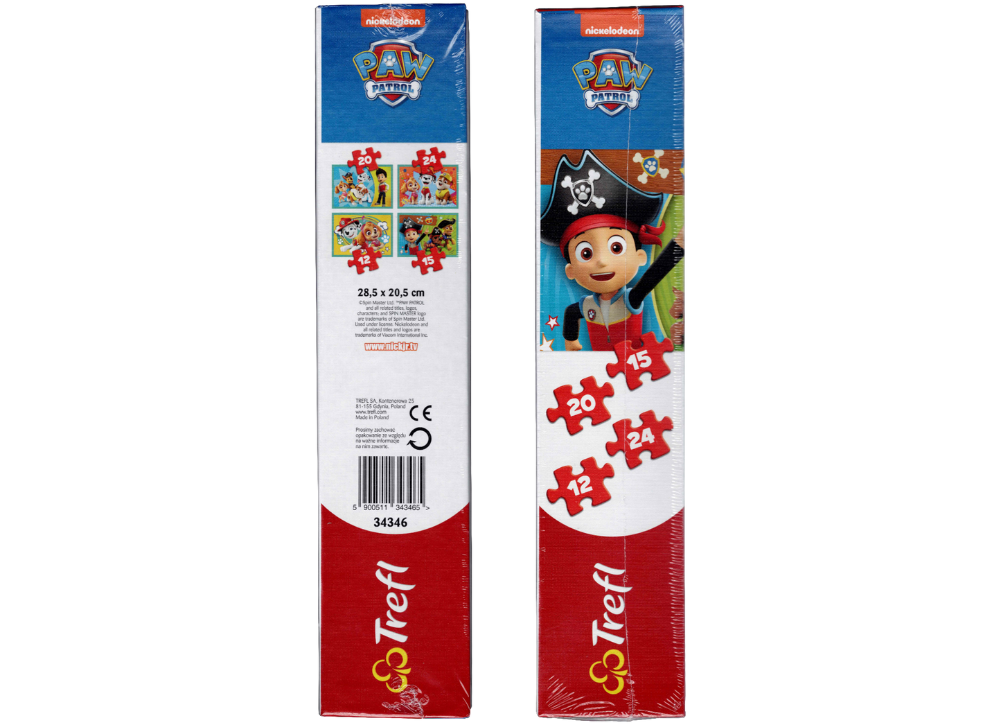 PAW Patrol Puzzle 4 in 1 mit 12, 15, 20 und 24 Teile ab 3 Jahre 285x205 mm Trefl 34346