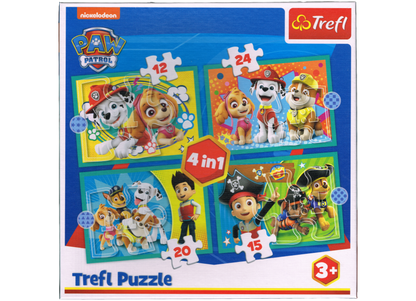 PAW Patrol Puzzle 4 in 1 mit 12, 15, 20 und 24 Teile ab 3 Jahre 285x205 mm Trefl 34346