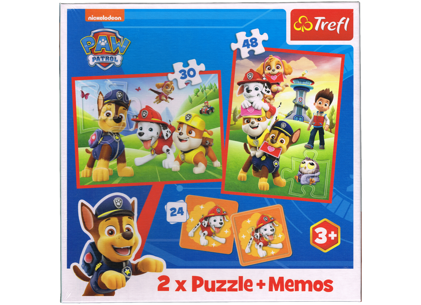 PAW Patrol Puzzle 30 + 48 Teile und Memory 2 x 12 Karten ab 3 Jahre Trefl 93337