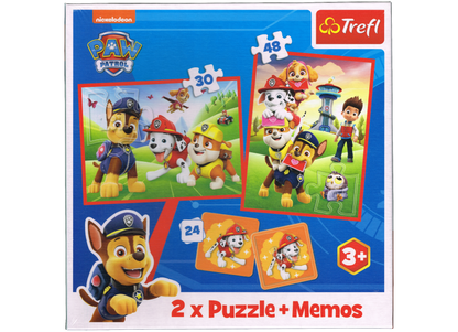 PAW Patrol Puzzle 30 + 48 Teile und Memory 2 x 12 Karten ab 3 Jahre Trefl 93337