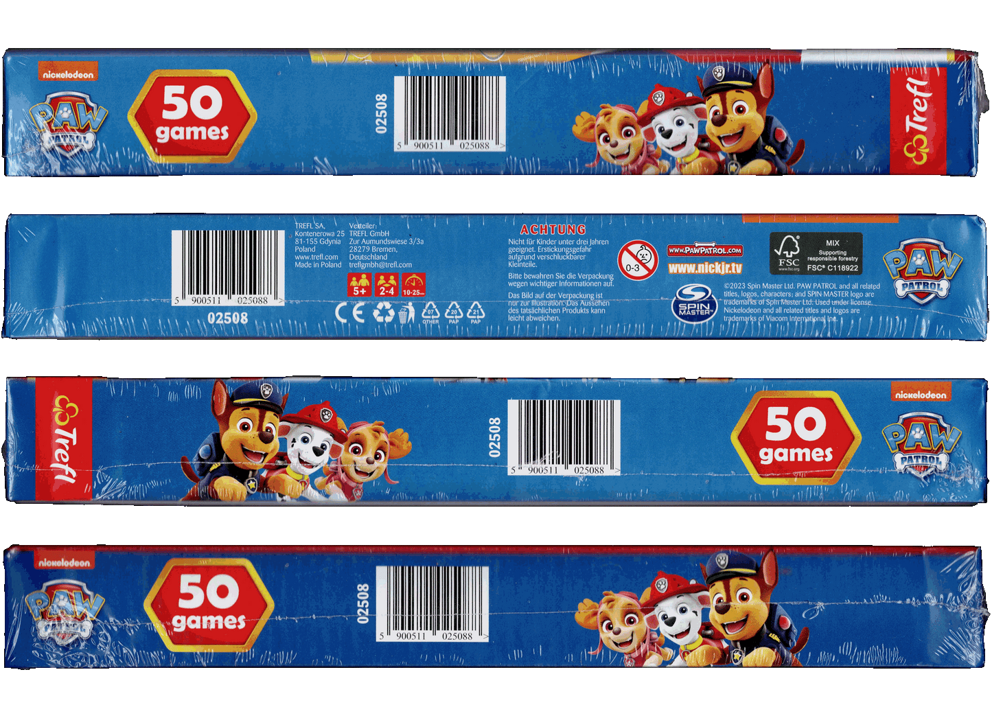 PAW Patrol 50 Spiele Spielesammlung Trefl 02508 für 2 bis 4 Spieler ab 5 Jahre