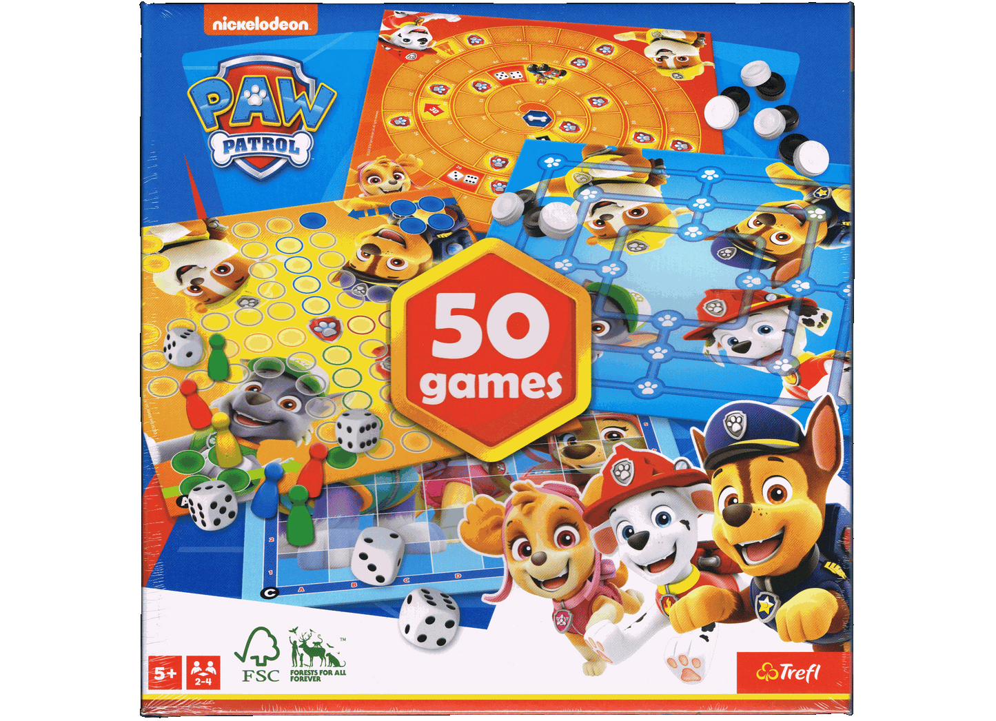 PAW Patrol 50 Spiele Spielesammlung Trefl 02508 für 2 bis 4 Spieler ab 5 Jahre