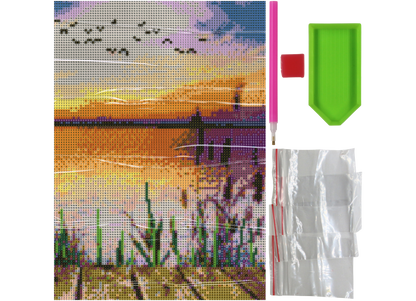 See vom Steg Schilf Meer Diamond Painting 20 Farben 300  x 400 mm W1256