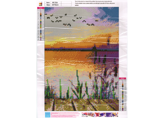 See vom Steg Schilf Meer Diamond Painting 20 Farben 300  x 400 mm W1256