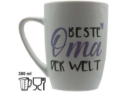 Jumbo Tasse XXL 380 ml mit Schriftzug "Beste Oma der Welt" oder "Bester Opa der Welt"