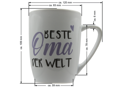 Jumbo Tasse XXL 380 ml mit Schriftzug "Beste Oma der Welt" oder "Bester Opa der Welt"