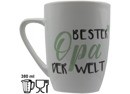 Jumbo Tasse XXL 380 ml mit Schriftzug "Beste Oma der Welt" oder "Bester Opa der Welt"