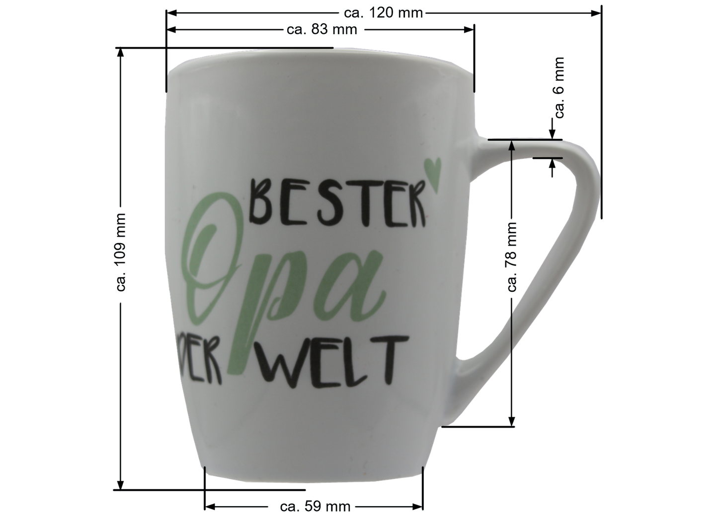 Jumbo Tasse XXL 380 ml mit Schriftzug "Beste Oma der Welt" oder "Bester Opa der Welt"