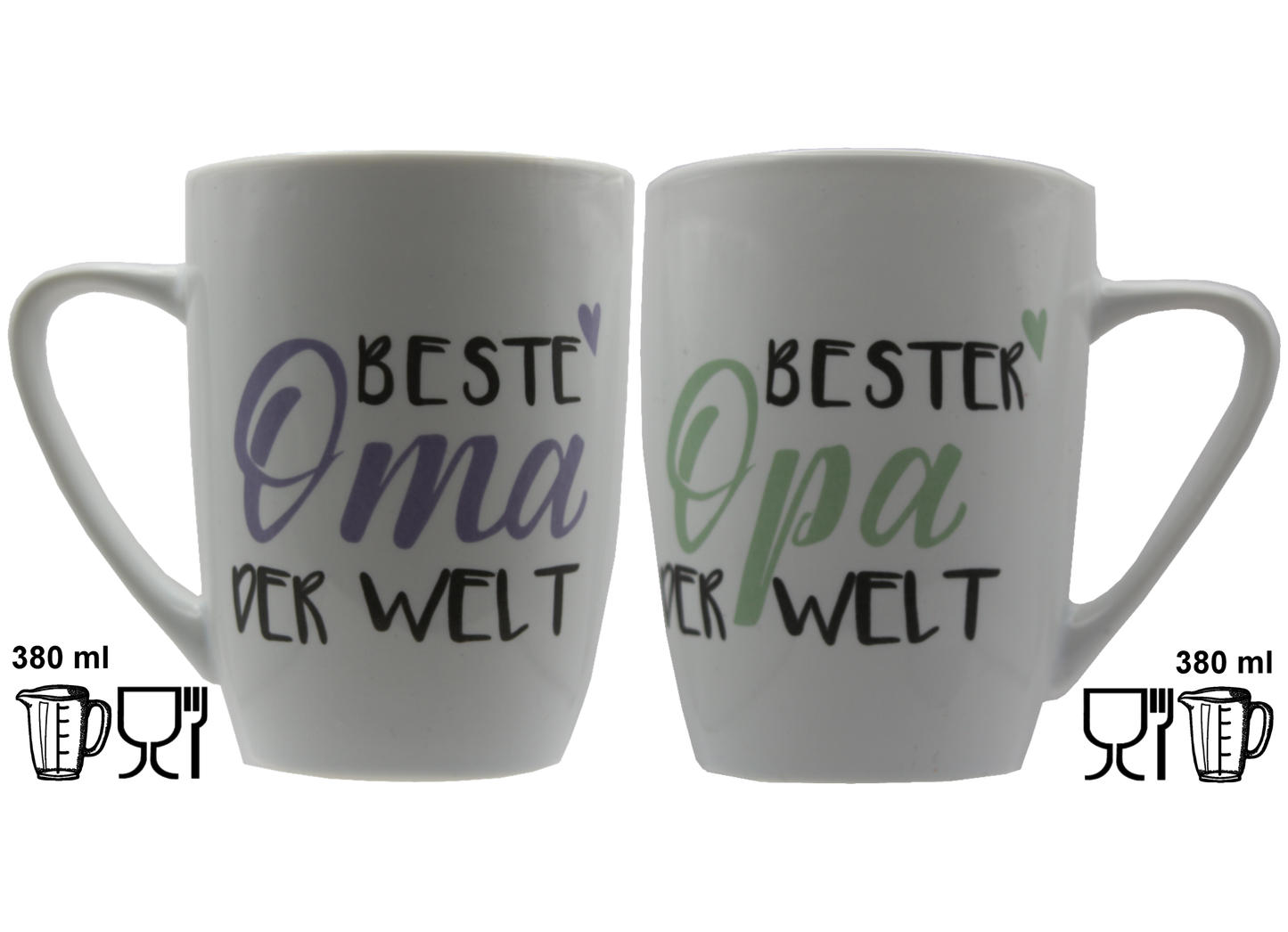 Jumbo Tasse XXL 380 ml mit Schriftzug "Beste Oma der Welt" oder "Bester Opa der Welt"