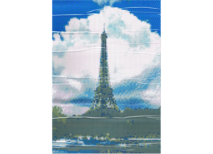 Eiffelturm vor Wolken mit Seine Diamond Painting 20 Farben 30x40 cm B9043