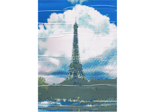 Eiffelturm vor Wolken mit Seine Diamond Painting 20 Farben 30x40 cm B9043