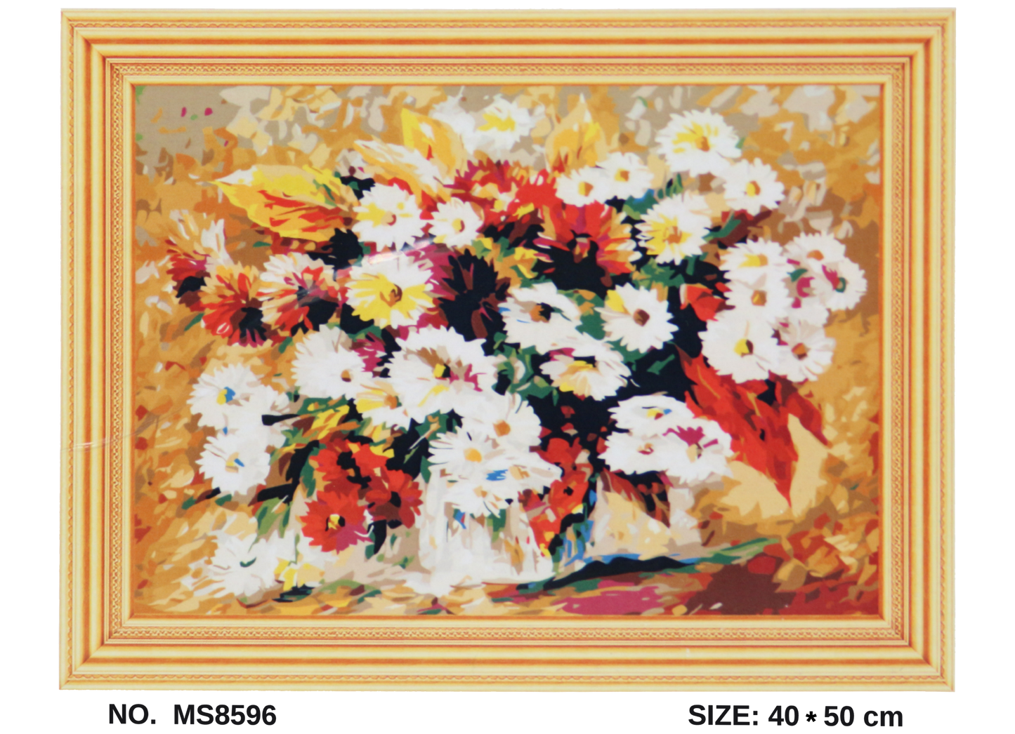 Blumenstrauß auf Rahmen 50 x 40 cm Malen nach Zahlen Acryl Set MS8596 24 Farben