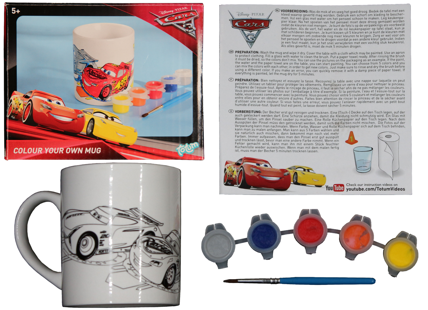 Cars 3 - Keramikbecher zum Ausmalen mit 5 Keramikfarben