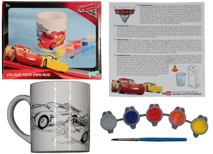 Cars 3 - Keramikbecher zum Ausmalen mit 5 Keramikfarben