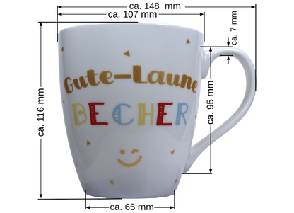 Jumbo Tasse XXL 550 ml mit Schriftzug "Gute-Laune Becher"