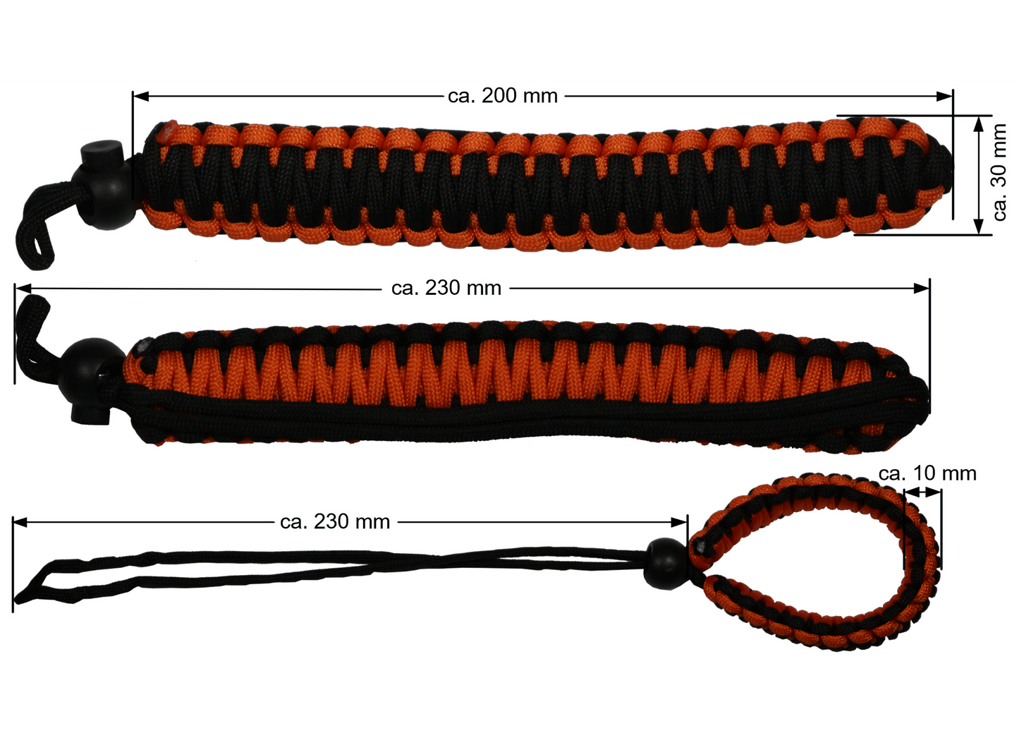 Handschlaufe passend für DSLR Kamera einstellbar geflochten orange/schwarz