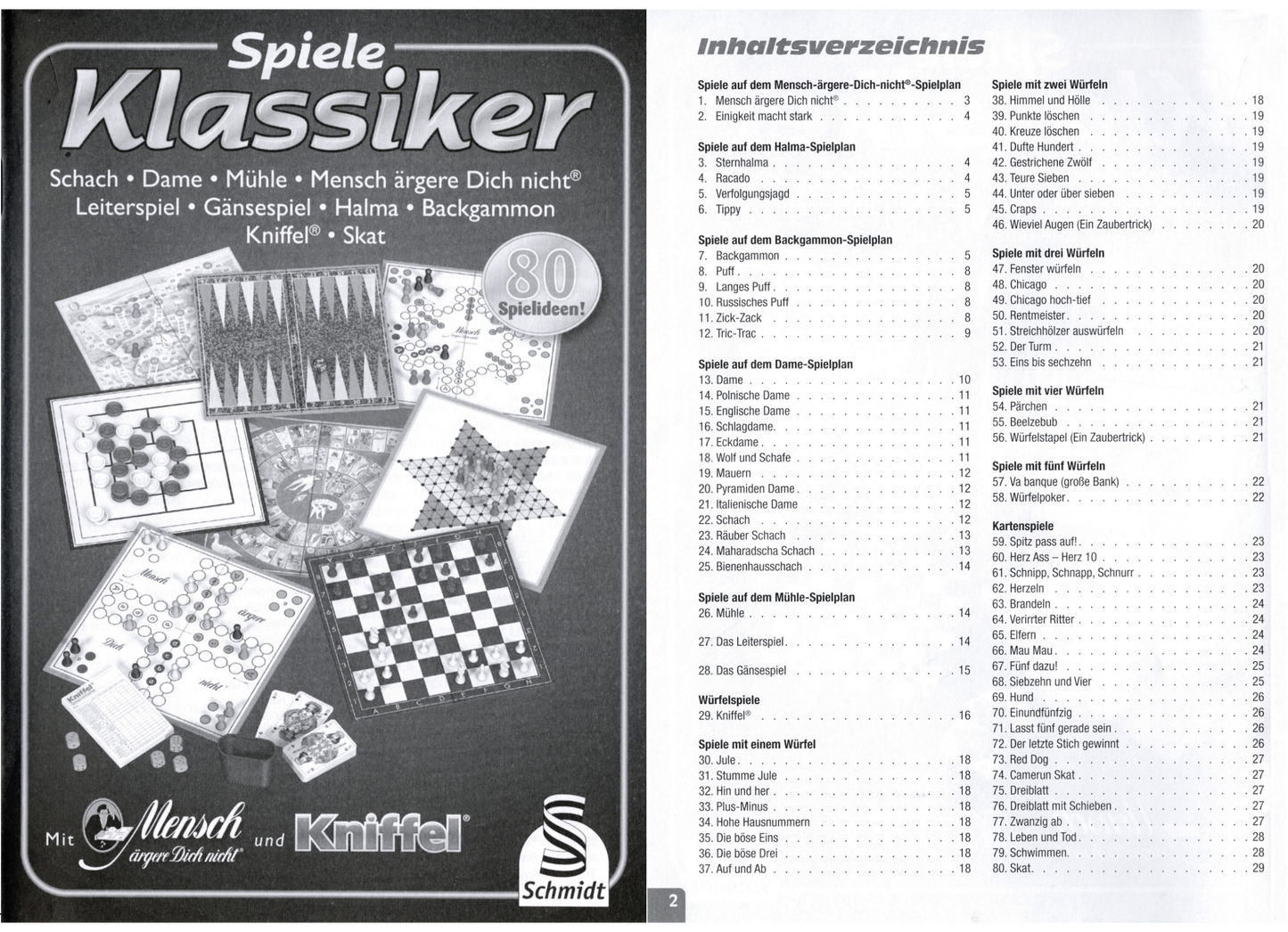 Schmidt Spiele Klassiker 49156 Spielesammlung mit 80 Spielideen für 2 - 6 Spieler