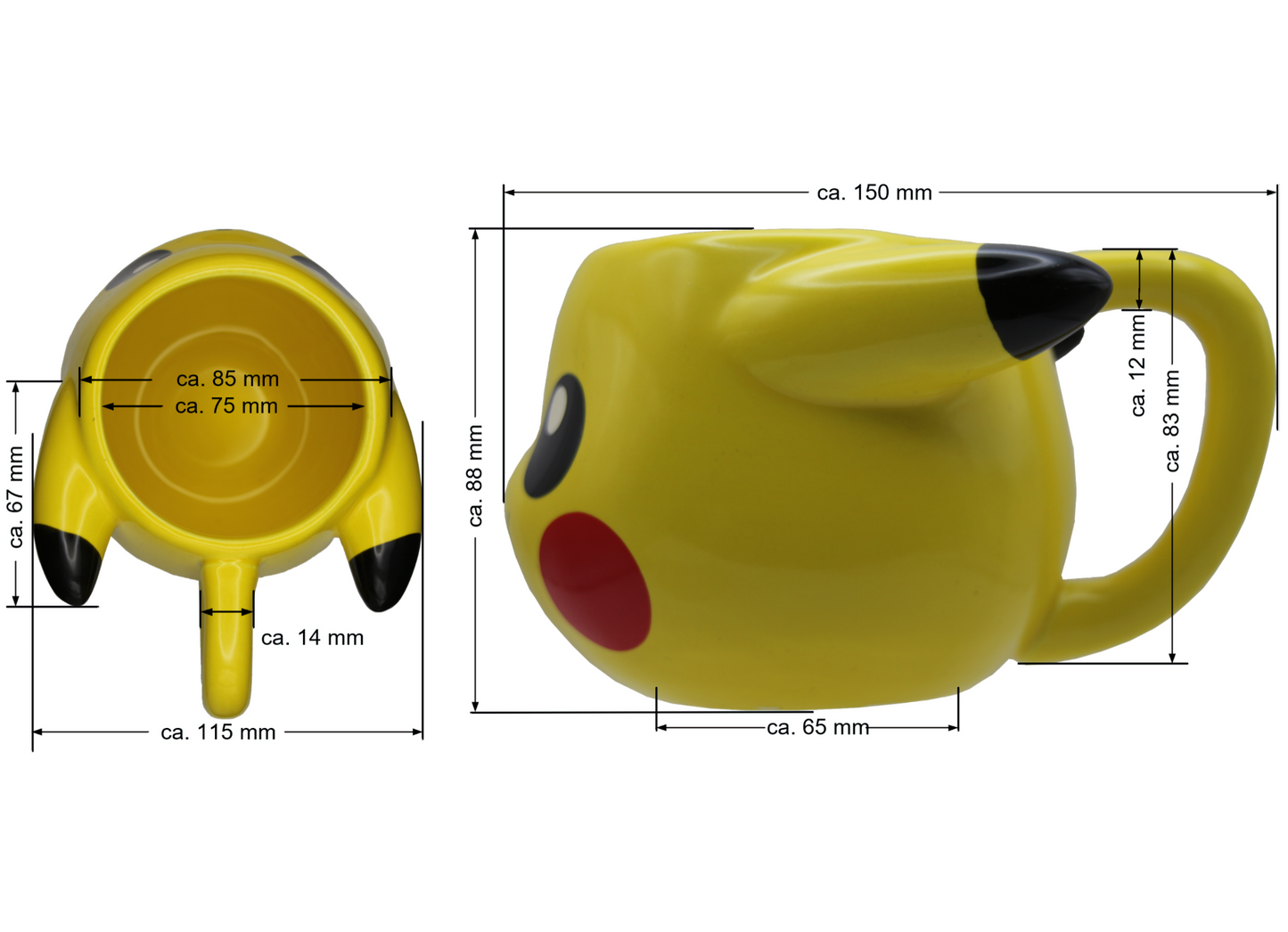 Jumbo Tasse XXL 3D Pikachu-Kopf 475 ml