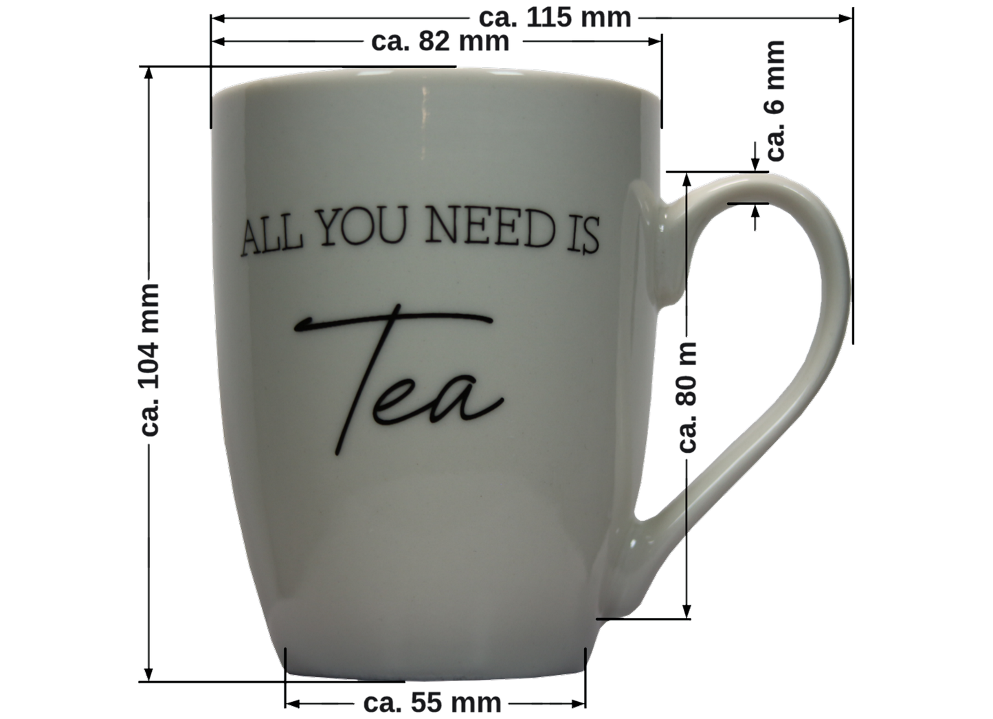 Jumbo Tasse XXL 300 ml mit Schriftzug "ALL YOU NEED IS Tea"