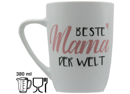 Jumbo Tasse XXL 380 ml mit Schriftzug "Beste Mama der Welt" oder "Bester Papa der Welt"