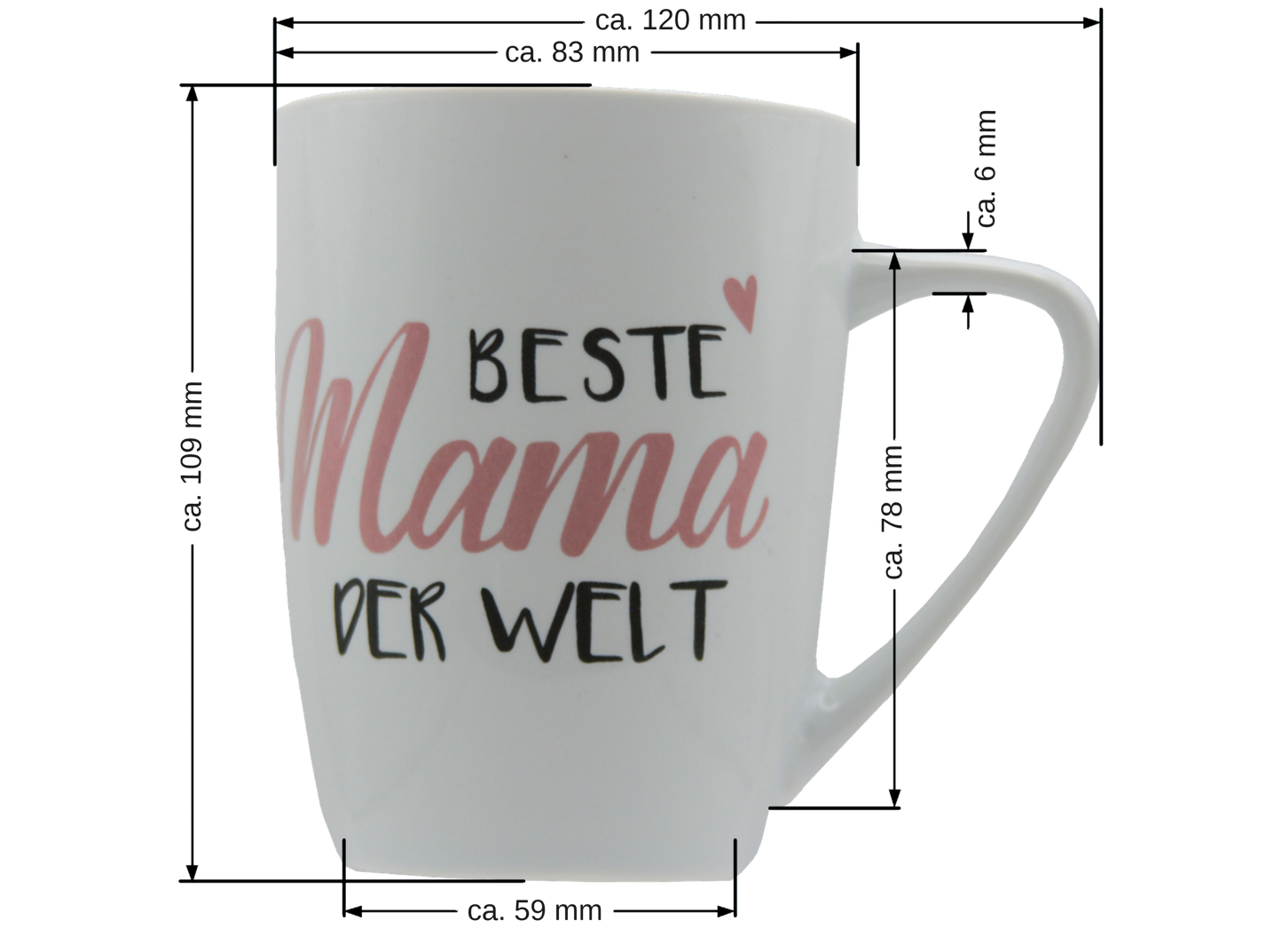 Jumbo Tasse XXL 380 ml mit Schriftzug "Beste Mama der Welt" oder "Bester Papa der Welt"