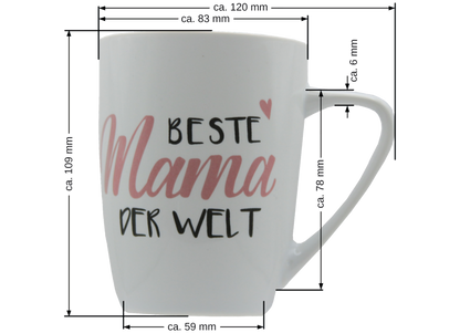 Jumbo Tasse XXL 380 ml mit Schriftzug "Beste Mama der Welt" oder "Bester Papa der Welt"