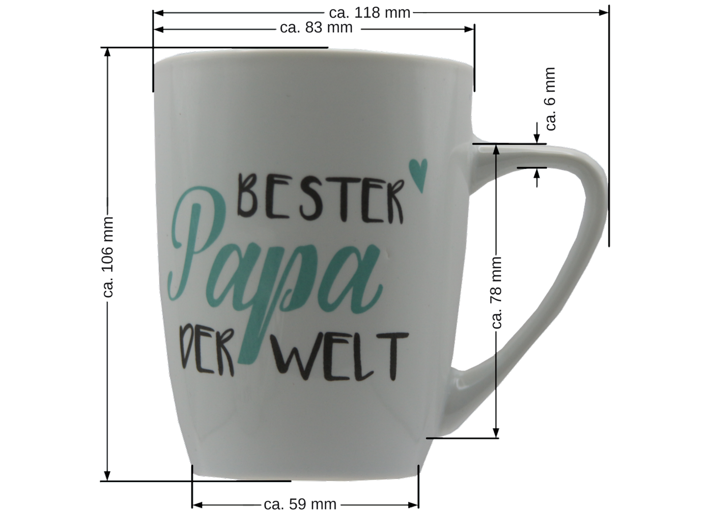 Jumbo Tasse XXL 380 ml mit Schriftzug "Beste Mama der Welt" oder "Bester Papa der Welt"