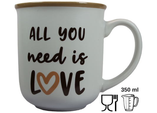 Jumbo Tasse XXL 350 ml mit Schriftzug "All you need is LOVE"