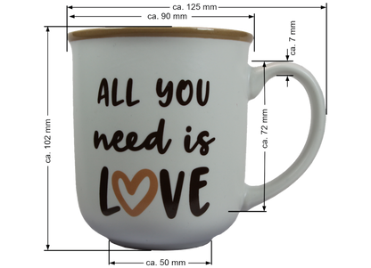 Jumbo Tasse XXL 350 ml mit Schriftzug "All you need is LOVE"