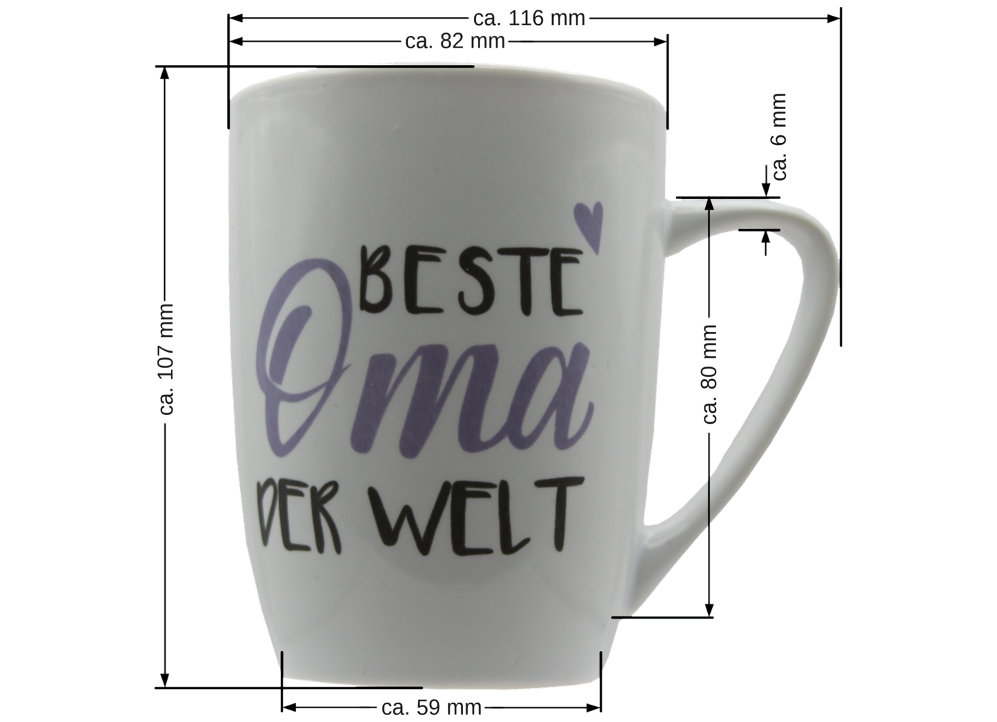 Jumbo Tasse XXL 350 ml mit Schriftzug "Beste Oma der Welt" oder "Bester Opa der Welt"