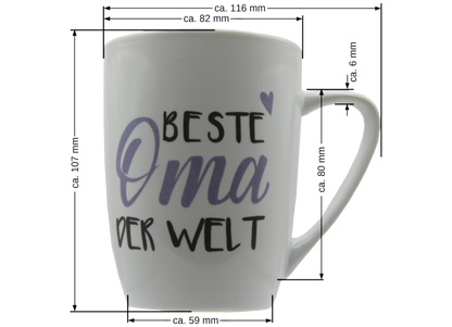 Jumbo Tasse XXL 350 ml mit Schriftzug "Beste Oma der Welt" oder "Bester Opa der Welt"