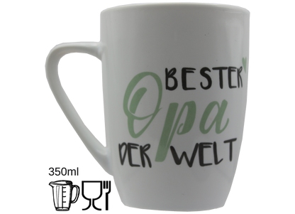 Jumbo Tasse XXL 350 ml mit Schriftzug "Beste Oma der Welt" oder "Bester Opa der Welt"