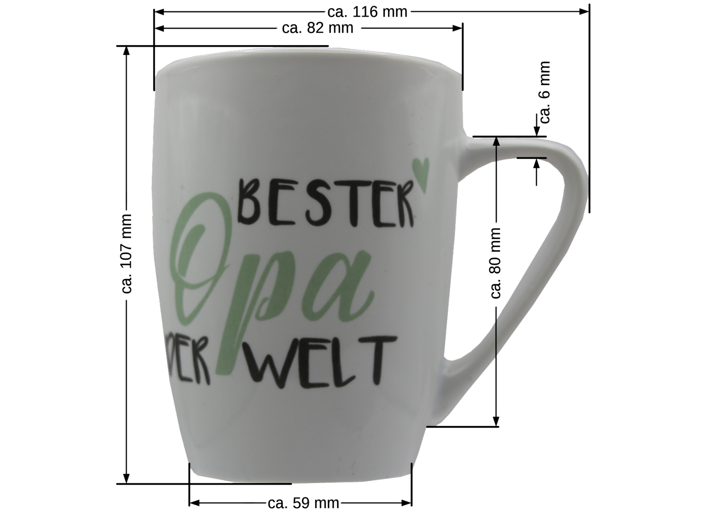 Jumbo Tasse XXL 350 ml mit Schriftzug "Beste Oma der Welt" oder "Bester Opa der Welt"