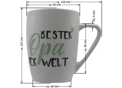 Jumbo Tasse XXL 350 ml mit Schriftzug "Beste Oma der Welt" oder "Bester Opa der Welt"