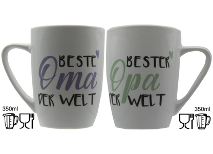 Jumbo Tasse XXL 350 ml mit Schriftzug "Beste Oma der Welt" oder "Bester Opa der Welt"