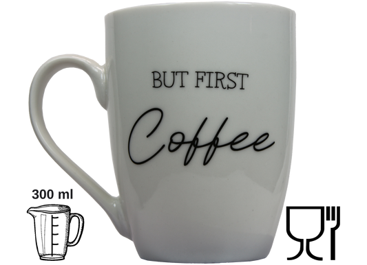 Jumbo Tasse XXL 300 ml mit Schriftzug "But First Coffee"