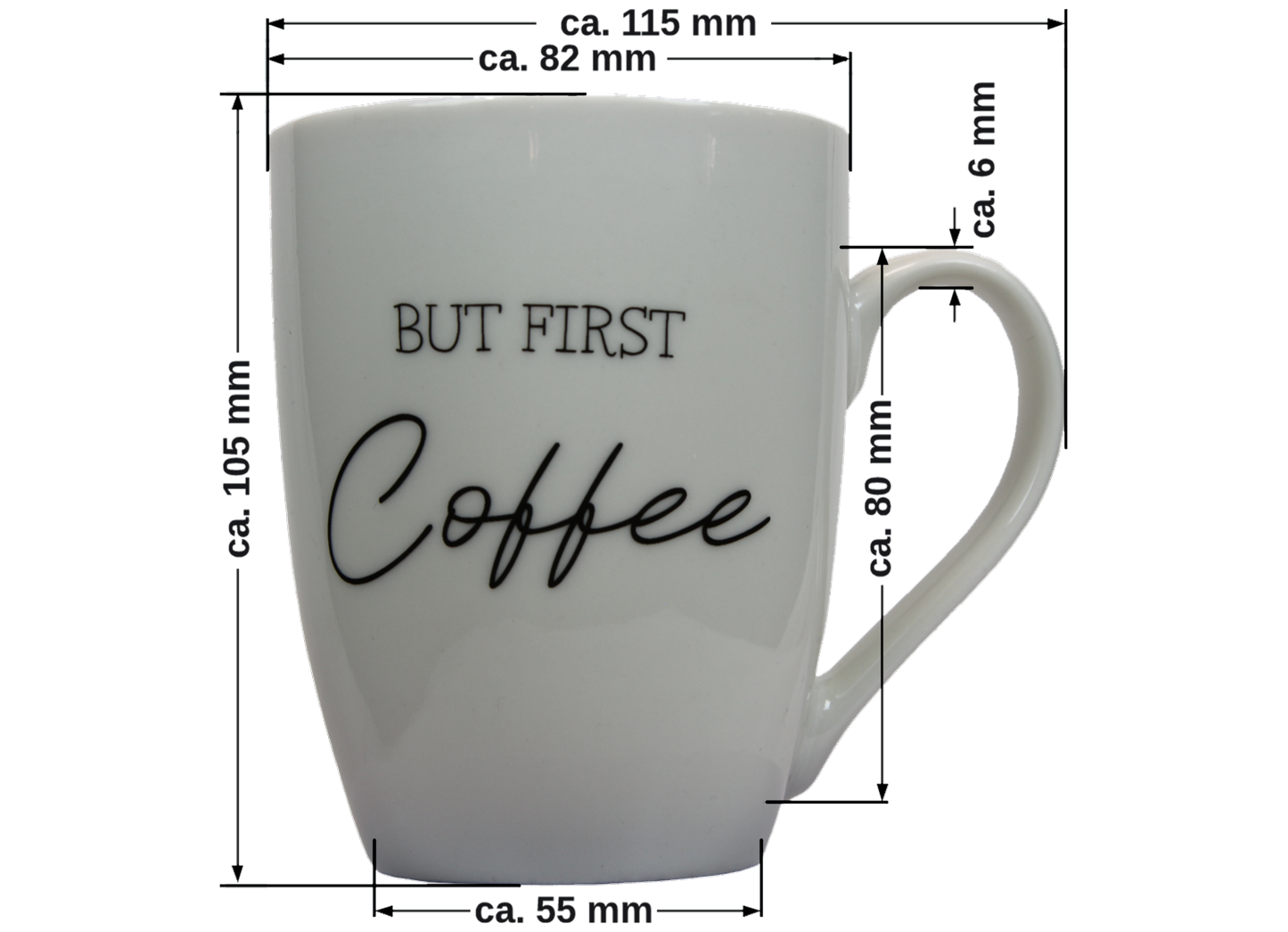 Jumbo Tasse XXL 300 ml mit Schriftzug "But First Coffee"