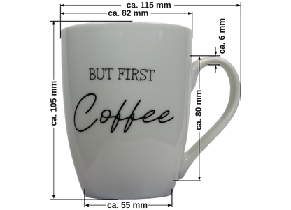 Jumbo Tasse XXL 300 ml mit Schriftzug "But First Coffee"